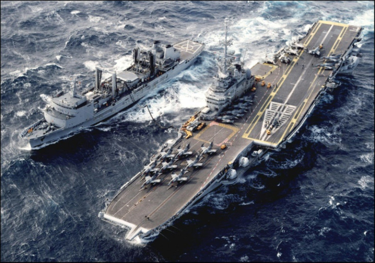 The aircraft carrier 'Sao Paulo' is seen in February 1994, when it belonged to France and was known as the 'Foch'
