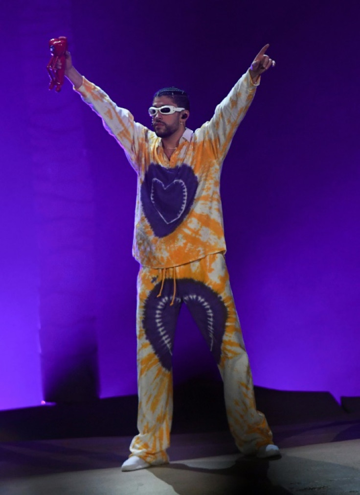 Puerto Rican singer Bad Bunny, shown here performing in California during his massive 2022 global tour, is up for the coveted Album of the Year Grammy