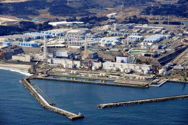 An aerial view shows the storage tanks for treated water at the tsunami-crippled Fukushima Daiichi nuclear power plant in Okuma town, Fukushima prefecture