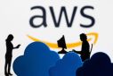 Illustration shows AWS (Amazon Web Service) cloud service logo