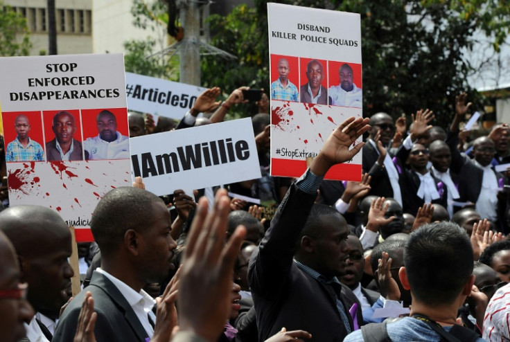 Anger: Hundreds of lawyers marched in Nairobi in July 2016 to protest at the killings