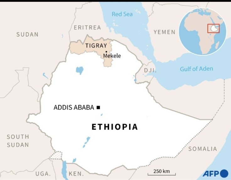 Map of Ethiopia locating Tigray region and its capital Mekele