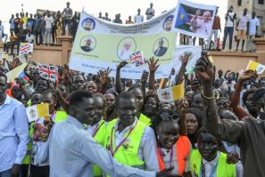 Crowds turned out to greet Pope Francis, making the first papal visit to South Sudan since its independence in 2011
