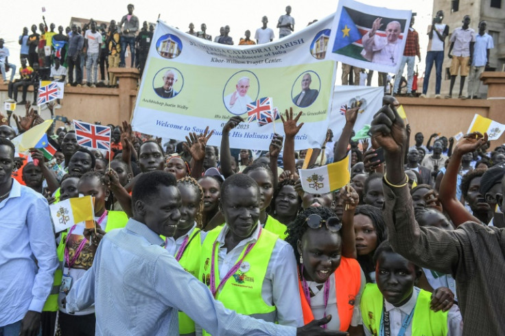 Crowds turned out to greet Pope Francis, making the first papal visit to South Sudan since its independence in 2011