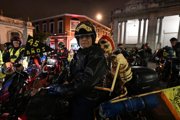 Motorcyclists take part in the 'Caravan of Zorro' pilgrimage in Guatemala on February 4, 2023