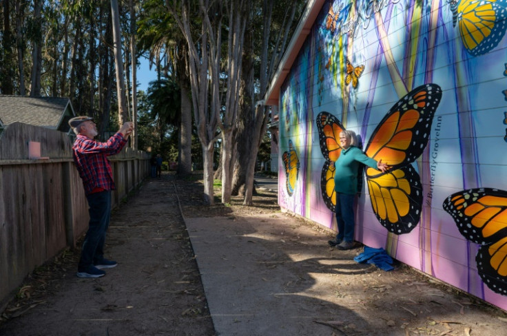 John Schnarr takes a photo of his wife Eileen at the Pacific Grove monarch sanctuary