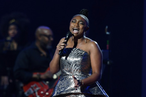 Grammy-nominated jazz singer Samara Joy performs on stage during the 2023 MusiCares Persons of the Year gala honoring Motown legends Berry Gordy and Smokey Robinson