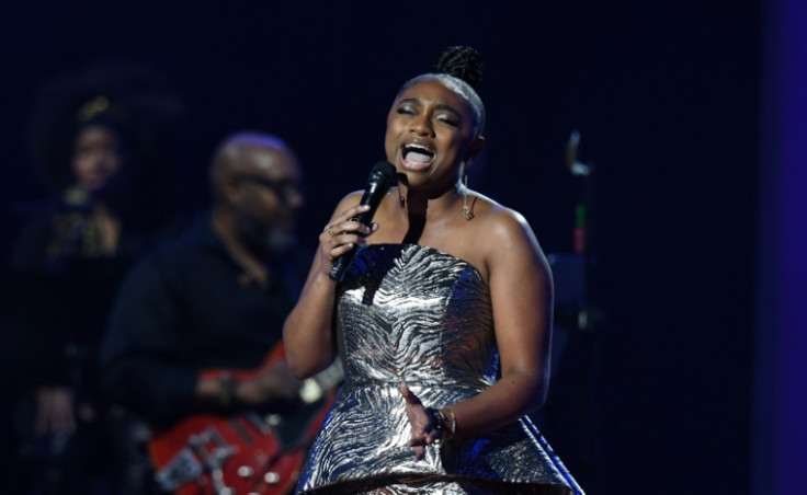 Grammy-nominated jazz singer Samara Joy performs on stage during the 2023 MusiCares Persons of the Year gala honoring Motown legends Berry Gordy and Smokey Robinson