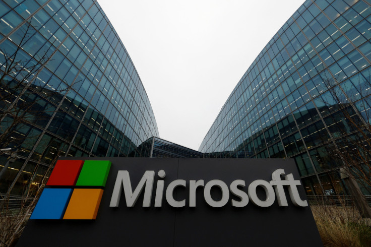 A Microsoft logo is seen in Issy-les-Moulineaux near Paris