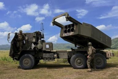 A US Himars rocekt launcher is pictured during exercises in the Philippines in October 2022