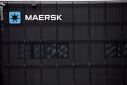 Maersk's logo is seen on top of a building at Zona Franca in Barcelona