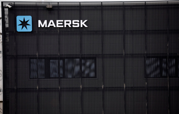 Maersk's logo is seen on top of a building at Zona Franca in Barcelona