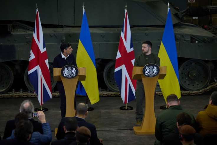 Zelensky giving speech in the UK