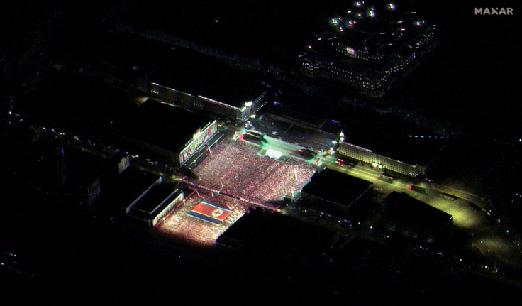 A general view of military parade to commemorate the 75th anniversary of the Korean People's Army at Kim Il Sung Square in Pyongyang