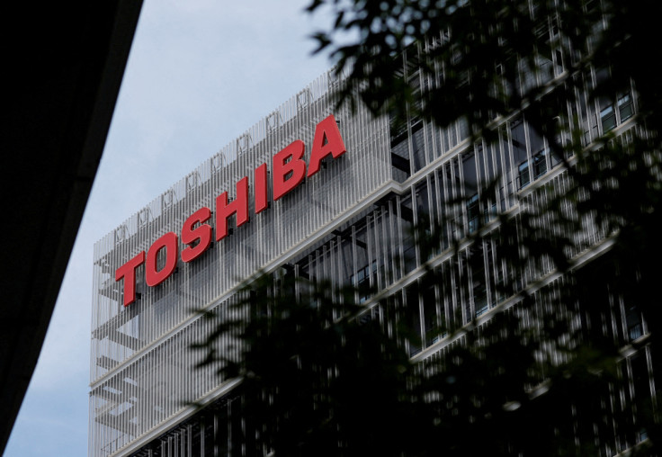 The logo of Toshiba Corp. is displayed atop of the company's facility building in Kawasaki, Japan