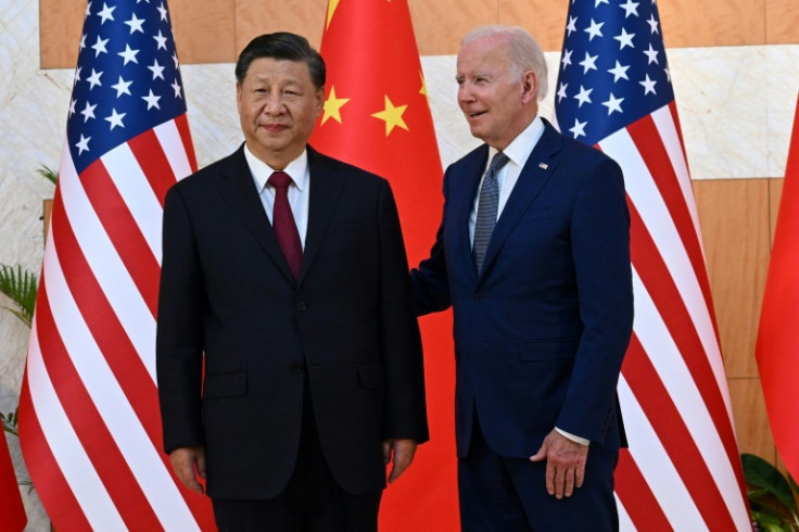 US President Joe Biden (R) and China's President Xi Jinping (L) meet on the sidelines of the G20 Summit in Nusa Dua on the Indonesian resort island of Bali on November 14, 2022.