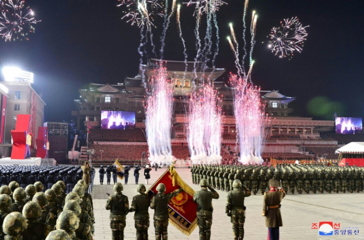 The parade featured fireworks, military bands and uniformed soldiers marching in unison