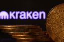 Illustration shows Kraken cryptocurrency exchange logo