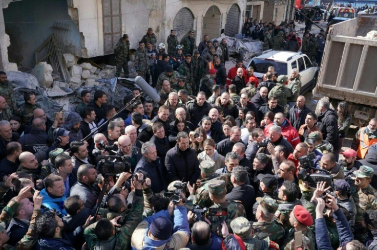 Syria's President Bashar al-Assad visits areas hit by the earthquake