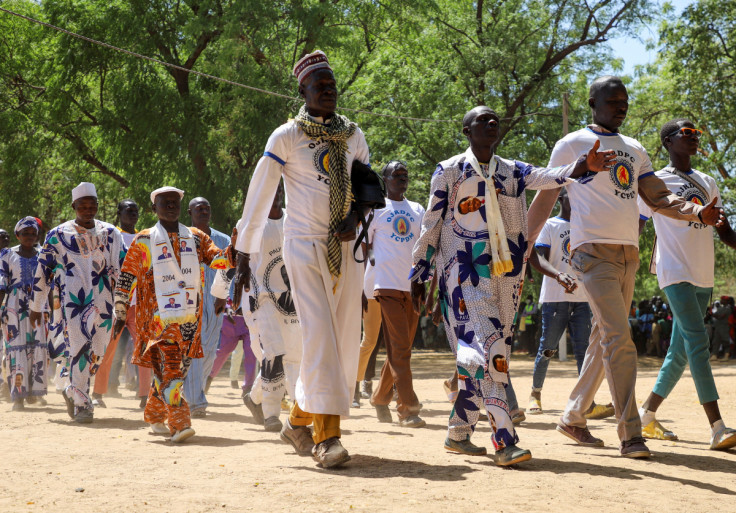 Militants of Cameroonian President Biya's ruling party march on National Youth Day in Yagoua