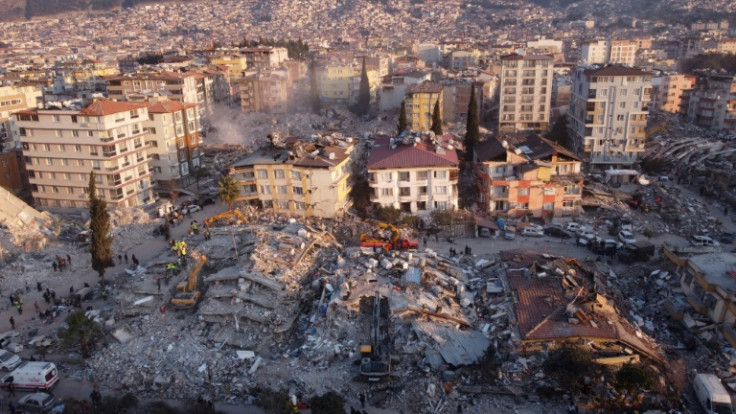 Collapsed buildings in Antakya on February 11