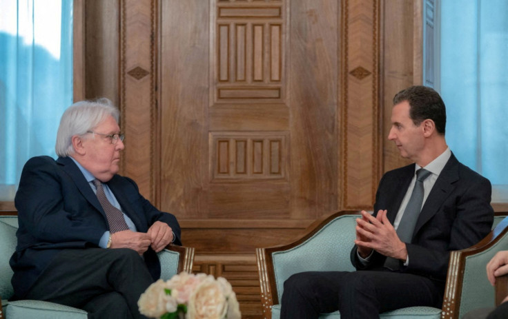 Syria's President Bashar al-Assad meets with United Nations aid chief Martin Griffiths in Damascus
