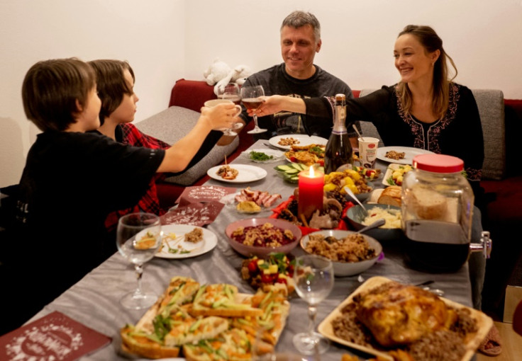 The Titkovs celebrate Orthodox Christmas in their new home in Vienna last month