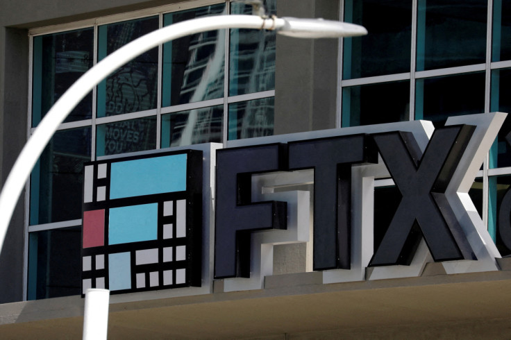 The logo of FTX is seen at the FTX Arena in Miami