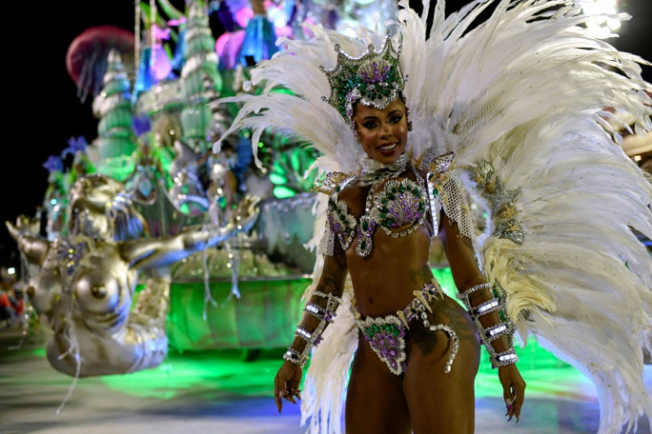 A samba dancer struts her stuff at Rio's 2020 carnival