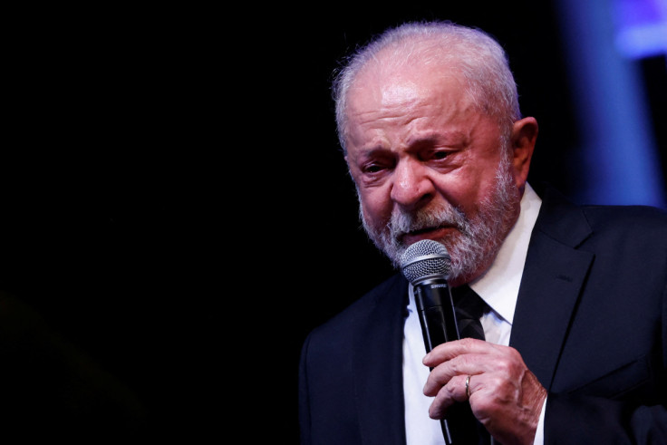 Brazil's President Luiz Inacio Lula da Silva speaks during the celebrations marking the 43rd anniversary of the founding of the Workers' Party in Brasilia