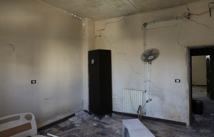A view shows cracked walls inside a hospital which is supported by Syrian American Medical Society (SAMS) and was damaged by the deadly earthquake earlier this month in al-Dana town at rebel-held Idlib