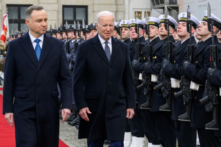 Poland's President Andrzej Duda meets with US President Joe Biden in Warsaw