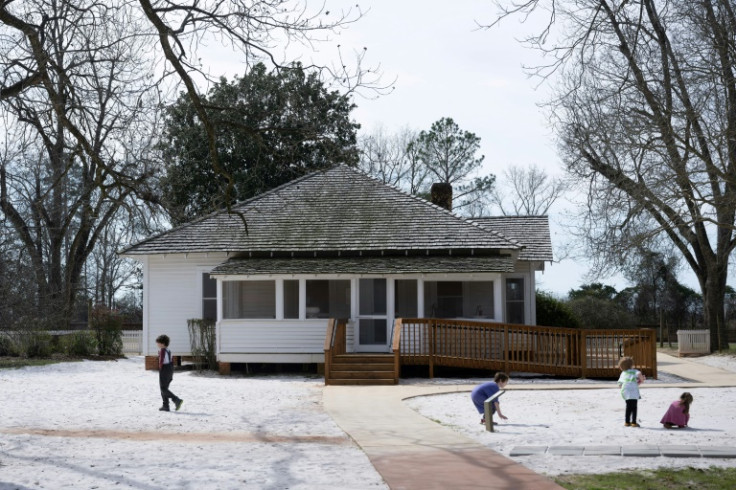 People visit the Jimmy Carter Boyhood Farm in Plains, Georgia, on February 20, 2023