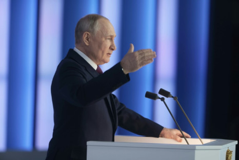Russian President Vladimir Putin in his national address in Moscow on February 21 2023