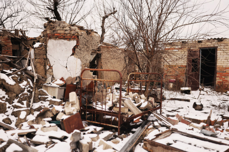 A bed is pictured in a house destroyed during the months of Russian occupation in the village of Posad-Pokrovske, amid Russia's invasion of Ukraine, northwest of the city of Kherson