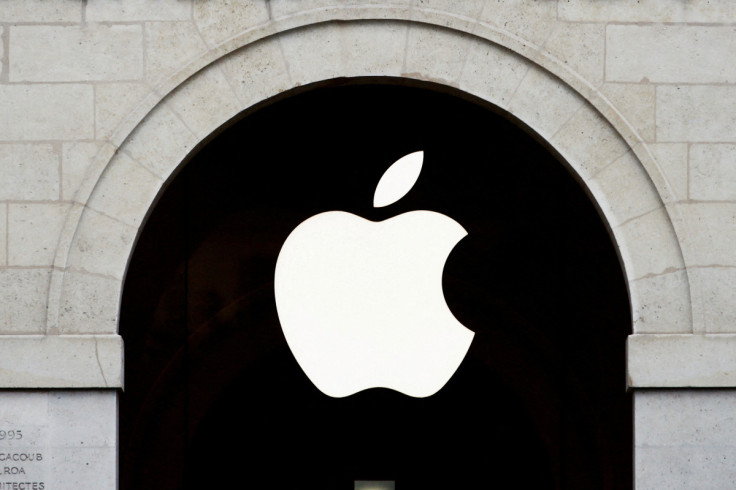 Apple logo is seen on the Apple store at The Marche Saint Germain in Paris