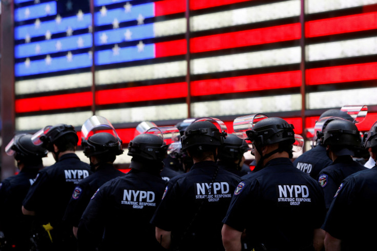 Protesters rally against the death in Minneapolis police custody of George Floyd, in Times Square in New York