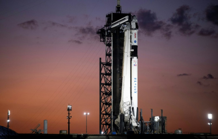 The SpaceX Falcon 9 rocket on the Kennedy Space Center launch pad