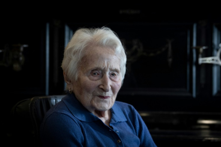 French World War II Resistance member Odette Niles photographed in Drancy near Paris on January 24 this year