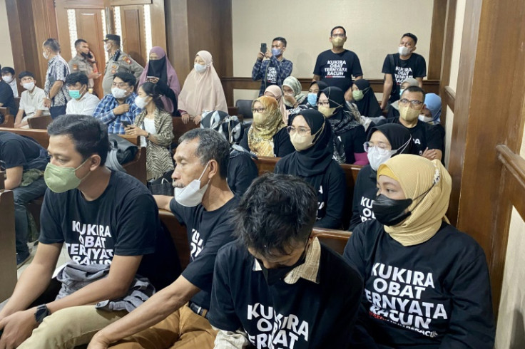 In a hearing last month, parents wore black shirts that read 'I thought it was medicine, it was poison'