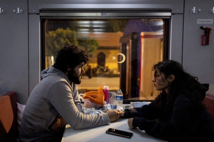 The Wider Image: Turkish families shelter on a train after earthquake brought life to a standstill