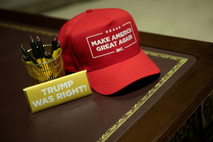 Donald Trump -- whose slogan Make America Great Again is seen on a cap -- is making another US presidential run, and is a featured speaker at the conservative CPAC conference