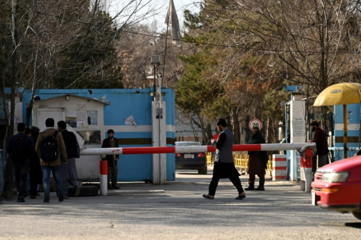 Male students return to classes after a winter break in Afghanistan, where Taliban authorities have barred women from attending universities