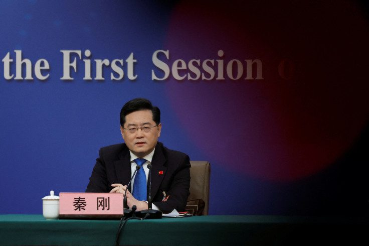 Chinese Foreign Minister Qin Gang at a news conference in Beijing