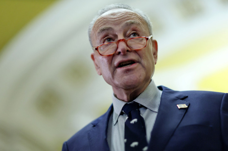 U.S. Senate Majority Leader Chuck Schumer speaks to the media in Washington