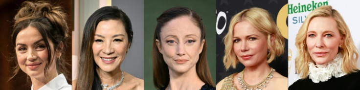 The race for the best actress Oscar is tight -- nominees are (L-R) Ana de Armas, Michelle Yeoh, Andrea Riseborough, Michelle Williams and Cate Blanchett