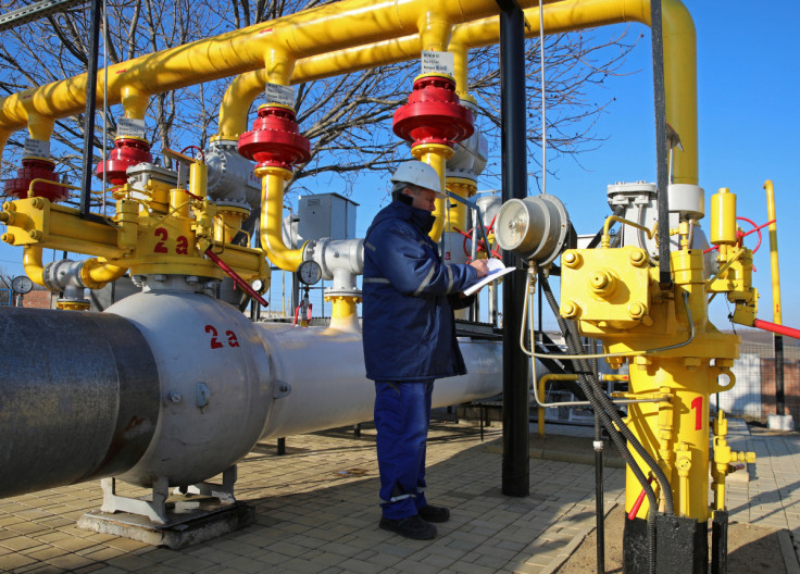 An employee works at a gas distribution plant in Chisinau