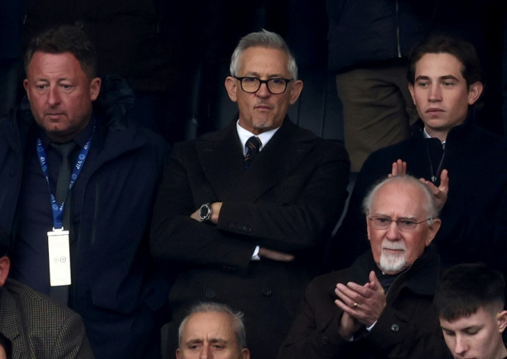 Gary Lineker (centre) was in attendance for Leicester's 3-1 defeat to Chelsea on Saturday