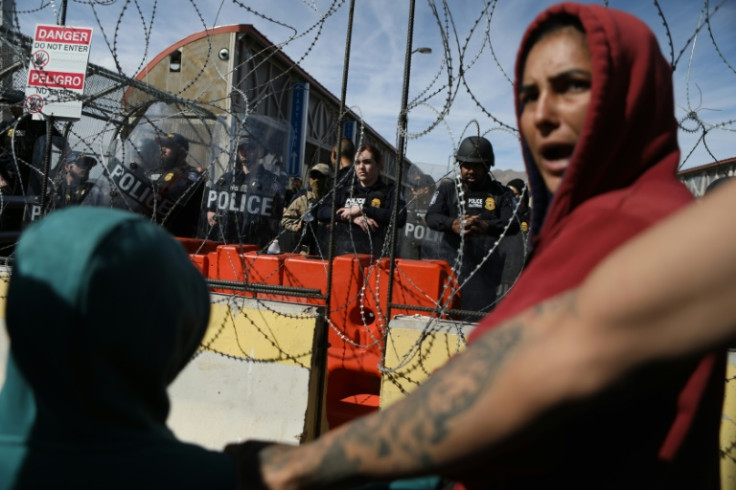 Hundreds of people tried to forcibly cross into the United States at the Paso del Norte International Bridge in Ciudad Juarez, Mexico