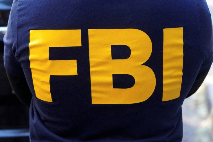 An FBI logo is pictured on an agent's shirt in the Manhattan borough of New York City